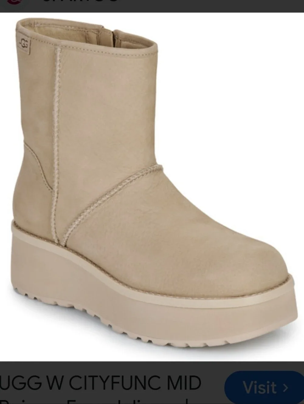 UGG Cityfunc Nubuck Leather Platform Boots In Sand Size 8